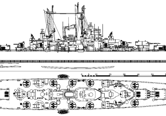 Крейсер USS CA-122 Oregon City 1946 [Heavy Cruiser] - чертежи, габариты, рисунки